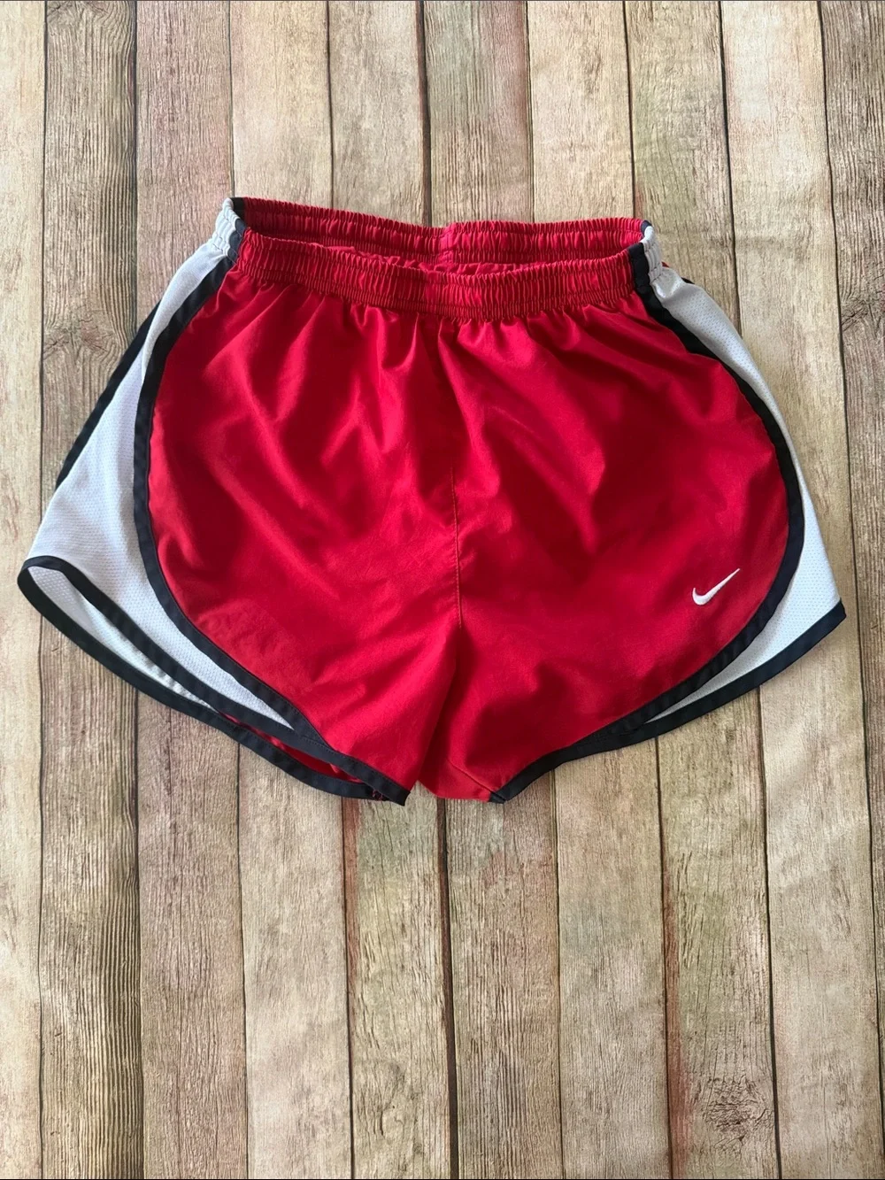 Nike Women’s Red Athletic Shorts with White and Black Trim